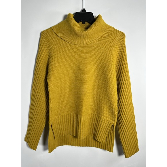 Moth by Anthropologie Mustard Yellow Gold Ribbed Knit Turtleneck Sweater Size XS - Picture 1 of 11